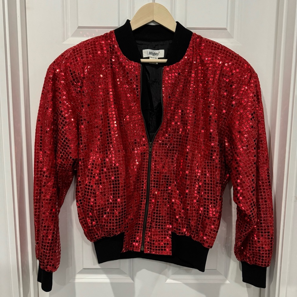 Vintage Red sequin Bomber Jacket (L)